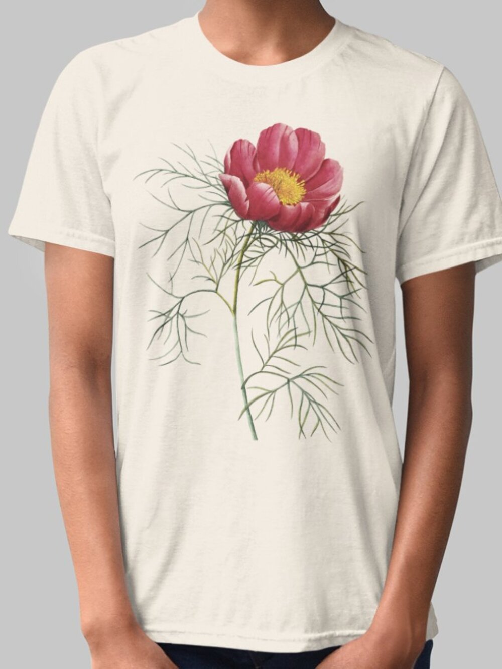 Peony Vintage Floral Print Short Sleeve Graphic Tee T-shirt S-XXL